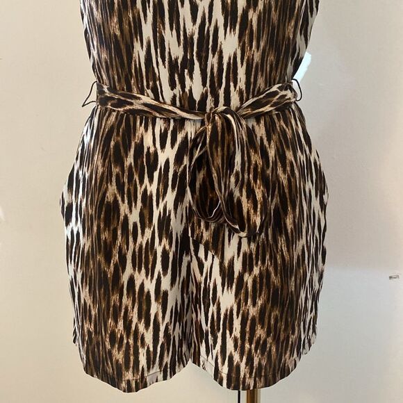 L'Agence Audra Sleeveless Leopard-Print Silk Romper Size 2 - Picture 5 of 15